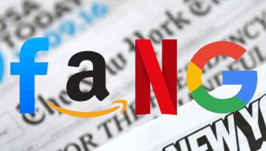 Facebook, Amazon, Netflix, Google logos
